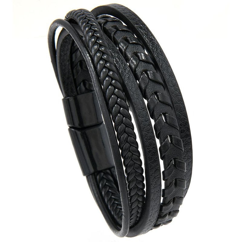 Minimalist Braided Leather Bracelet For Men With Magnetic Clasp And Handmade Woven Design 6