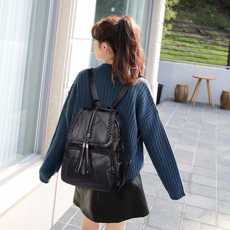 PU Leather Backpack Purse For Women Large Capacity Travel Backpack Everyday School Bag 8