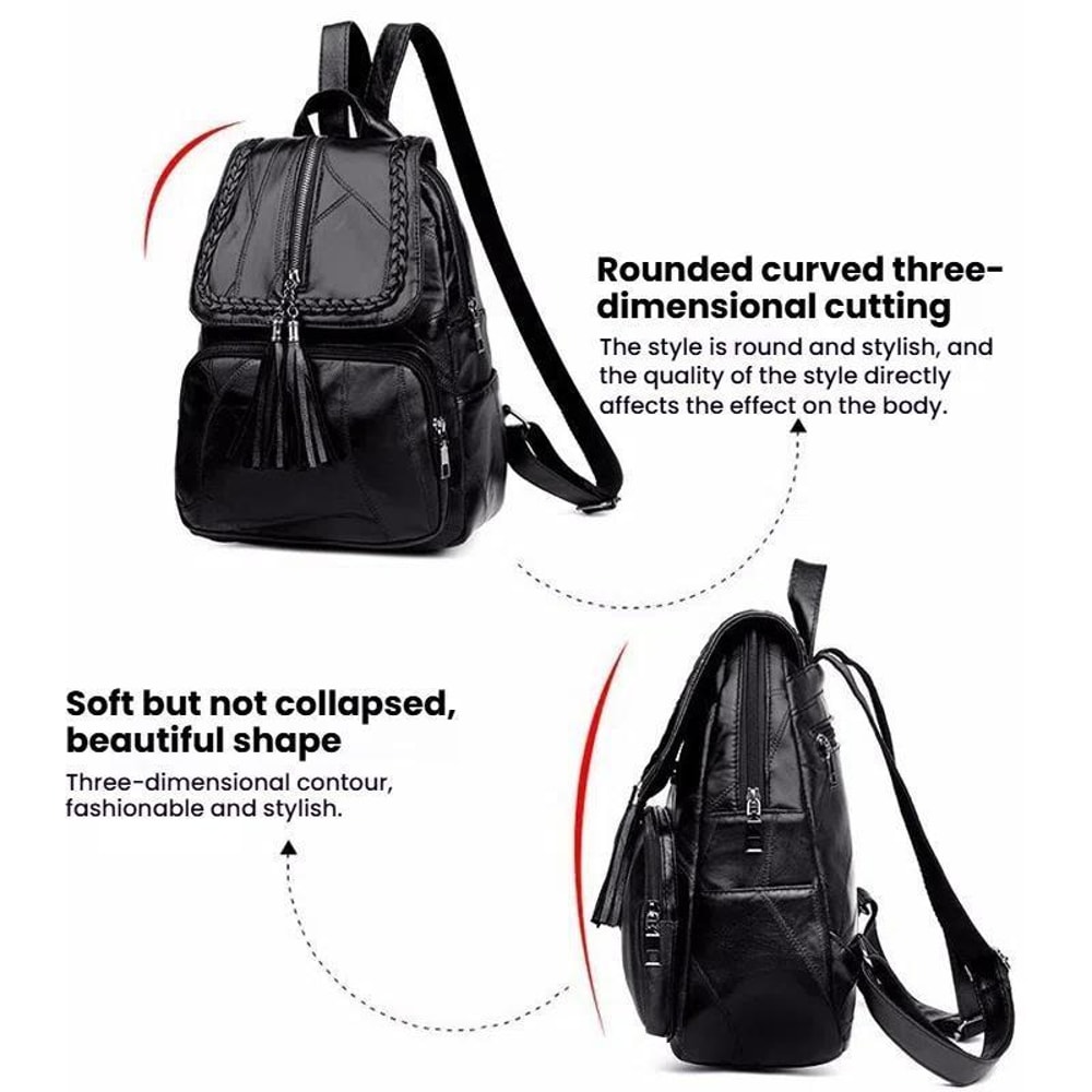 PU Leather Backpack Purse For Women Large Capacity Travel Backpack Everyday School Bag 3