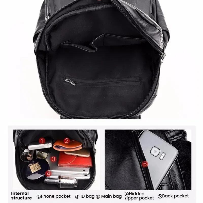 PU Leather Backpack Purse For Women Large Capacity Travel Backpack Everyday School Bag 4