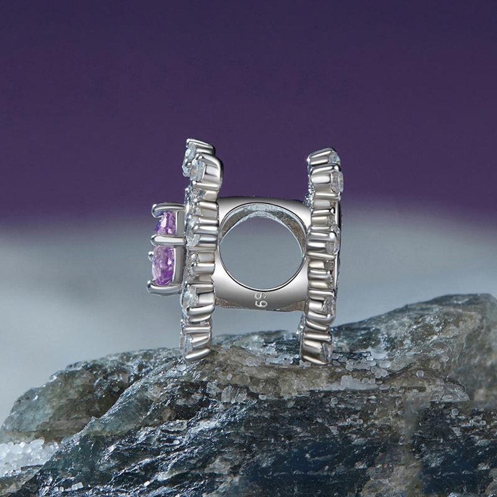 Sparkling Fireworks Sterling Silver Charm Bead With Platinum Plating For DIY Bracelets 1