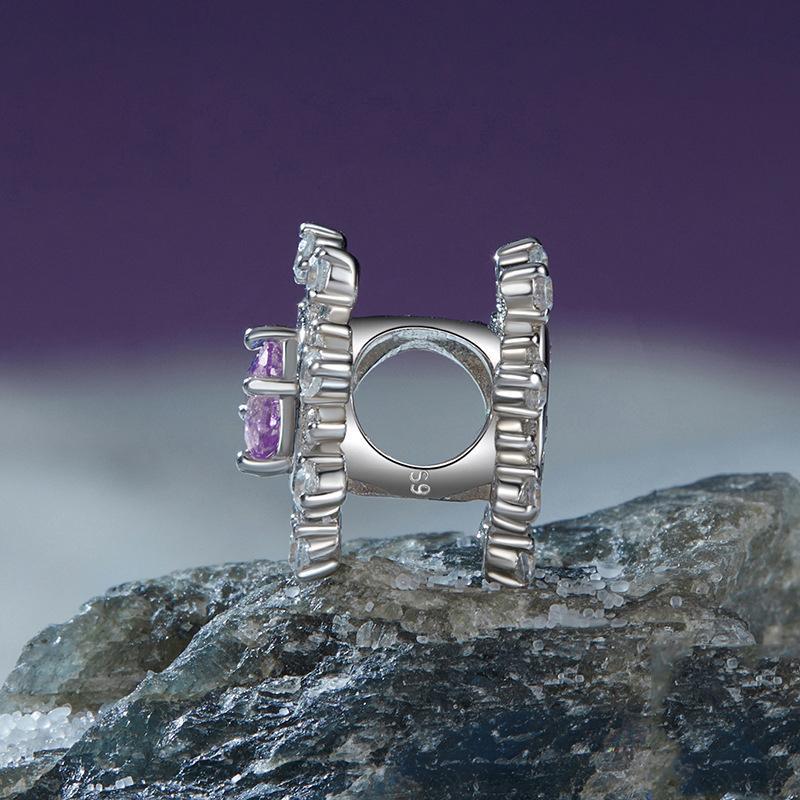 Sparkling Fireworks Sterling Silver Charm Bead With Platinum Plating For DIY Bracelets 1