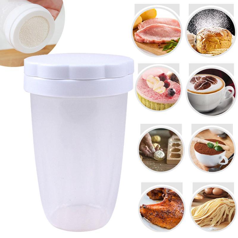 2pcs Powder Sugar Shaker & Flour Sifter for Baking, Cocoa Dusting and Coffee Decoration