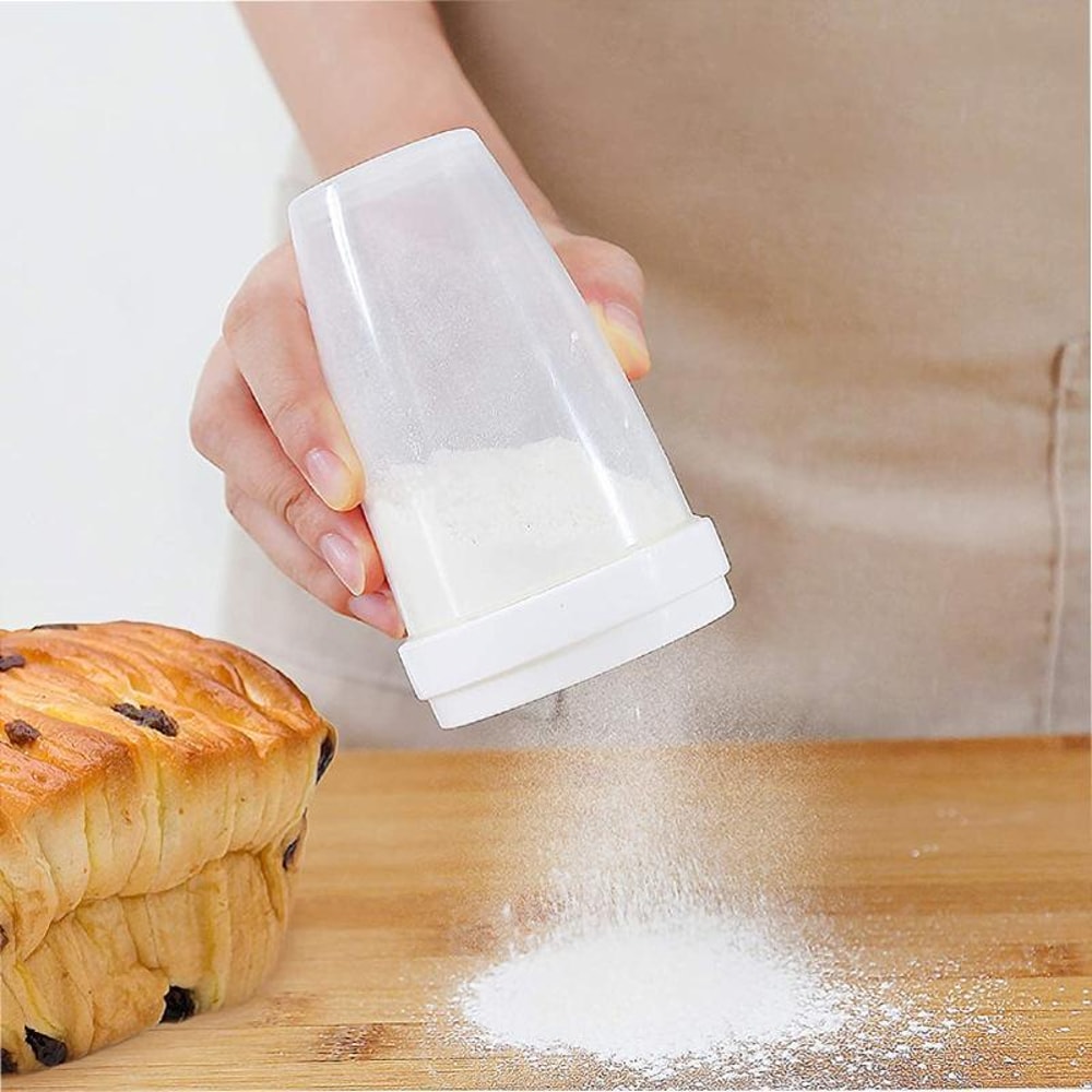 2pcs Powder Sugar Shaker & Flour Sifter for Baking, Cocoa Dusting and Coffee Decoration