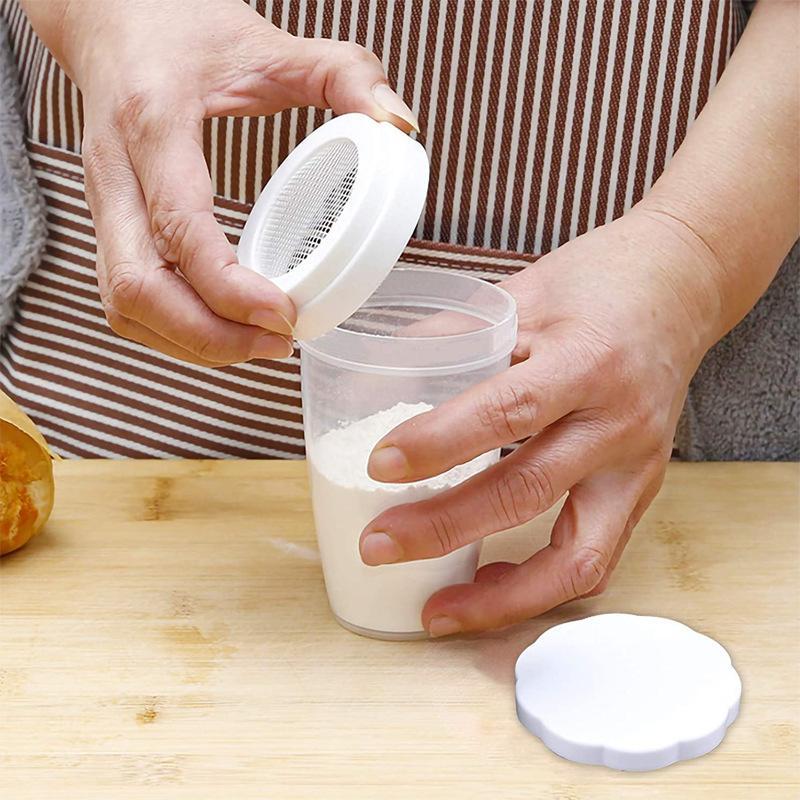 2pcs Powder Sugar Shaker & Flour Sifter for Baking, Cocoa Dusting and Coffee Decoration