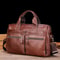 Vintage Cowhide Leather Briefcase Large Capacity Business Laptop Messenger Bag 0