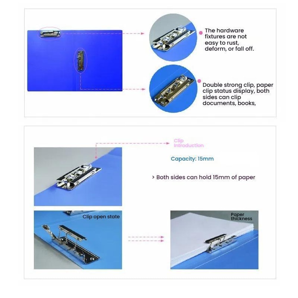 Premium A4 Lever Arch File Folder With Dual Metal Clips Durable PP Cover 18mm Spine 3