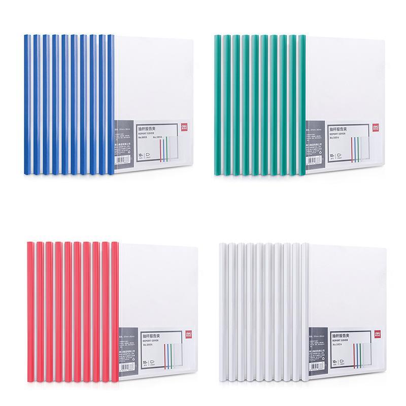 10PCS Deli A4 Lever Arch File Binder Set of 10, Transparent PP Document Organizer for 80 Sheets Random Color