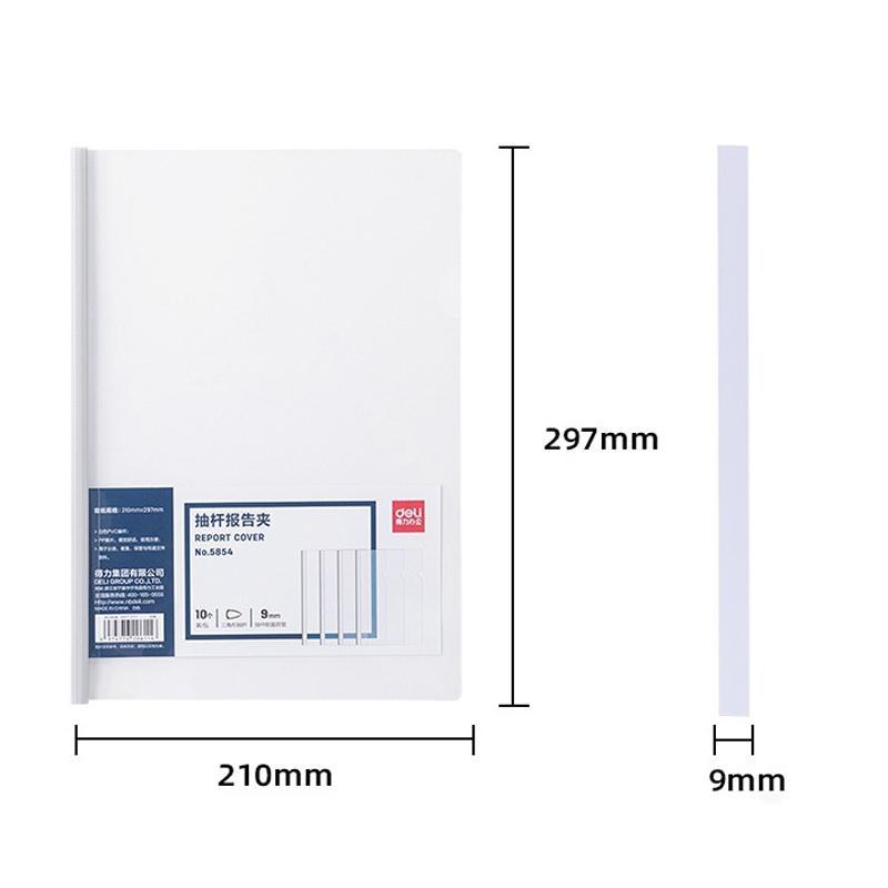 10PCS Deli A4 Lever Arch File Binder Set of 10, Transparent PP Document Organizer for 80 Sheets Random Color