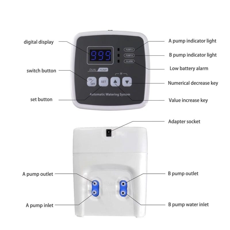 Dual Pump Automatic Plant Watering System With 20 Drip Emitters For Indoor Garden Plants 5