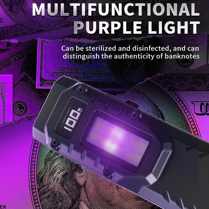 Rechargeable EDC Flashlight with UV Light, SOS Modes & Pocket Pen Clip