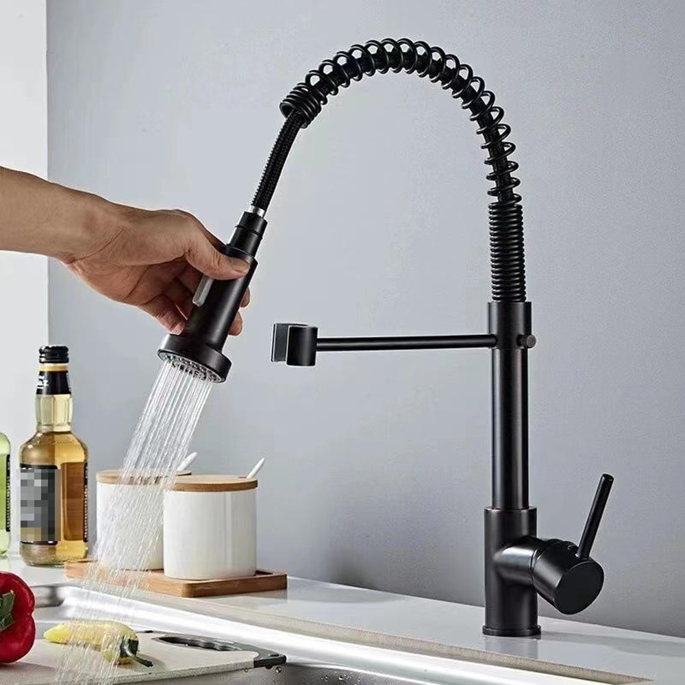 Stainless Steel Pull Down Kitchen Faucet With Dual Mode Sprayer Hot Cold Mixer Tap 0