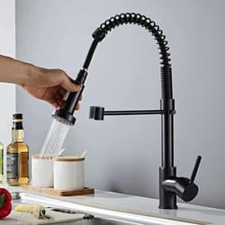 stainless steel pull down kitchen faucet with dual mode sprayer & hot cold mixer tap