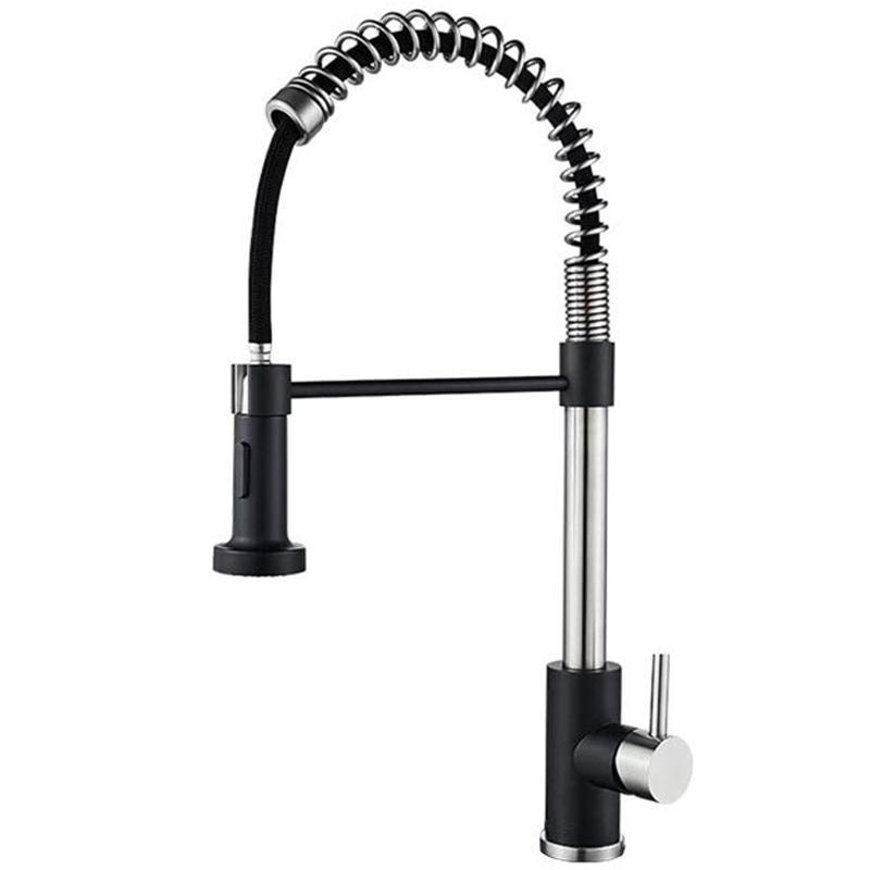 Stainless Steel Pull Down Kitchen Faucet With Dual Mode Sprayer Hot Cold Mixer Tap 5