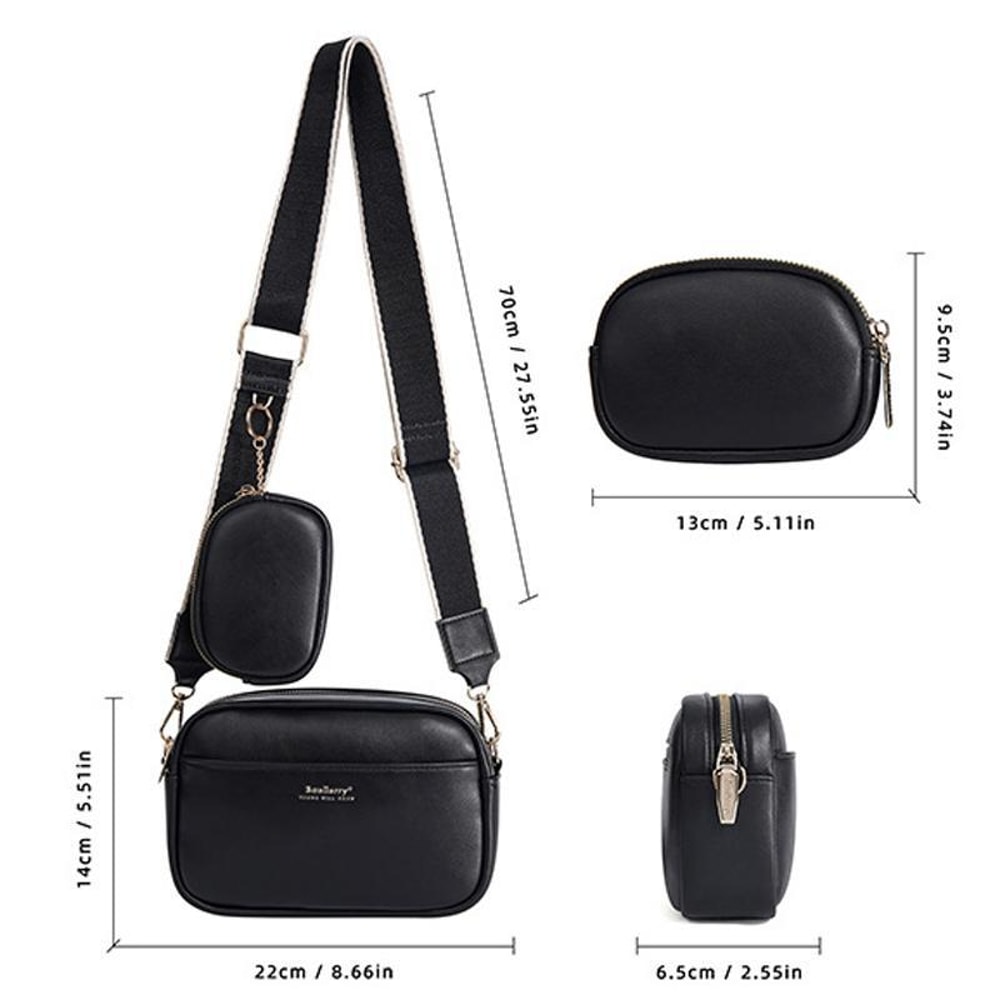 Ladies PU Crossbody Bag Small Square Large Capacity 8