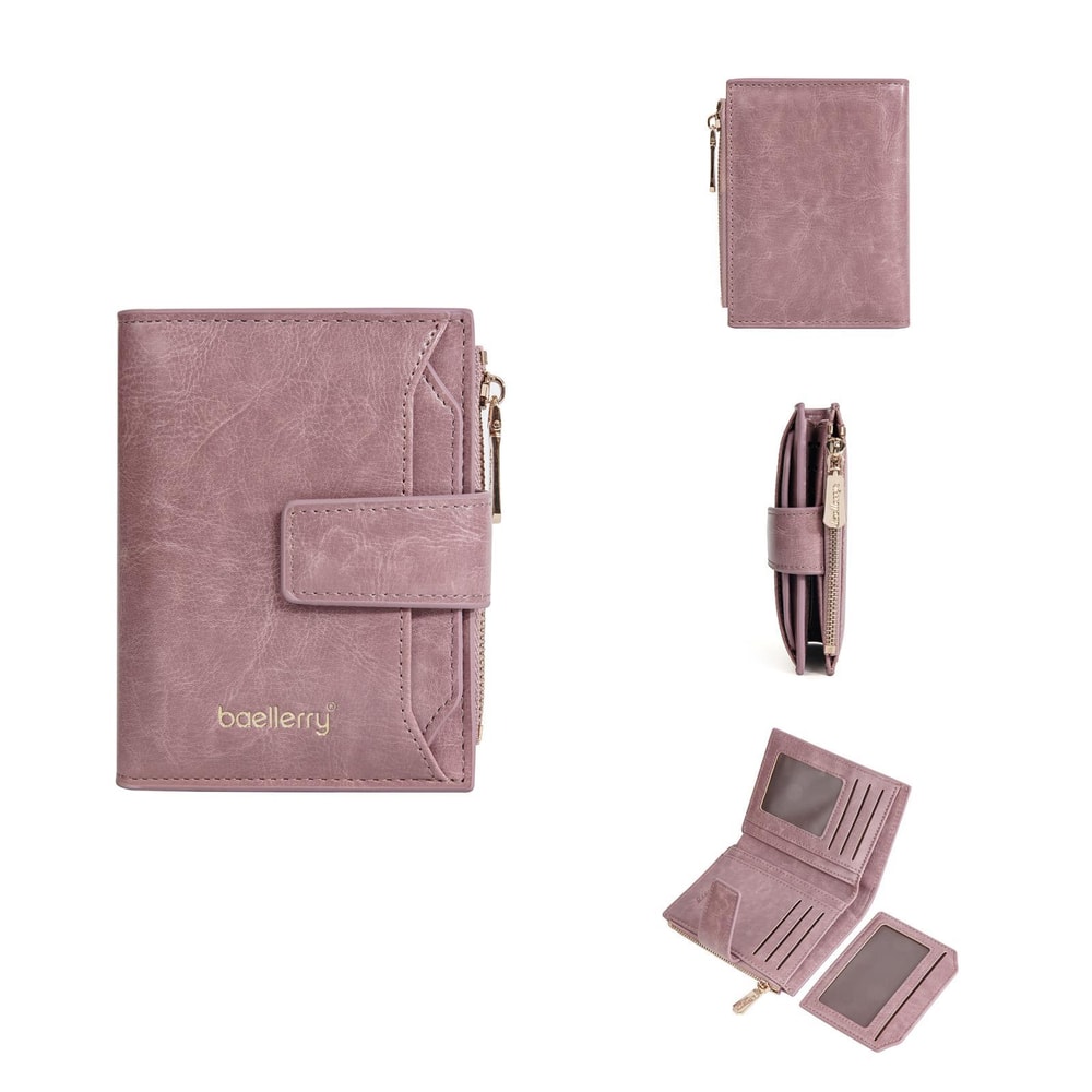 Premium Compact Women Leather Wallet Zipper Coin Purse Short Wallet 0