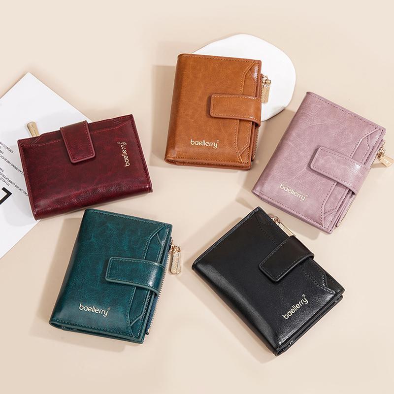 Premium Compact Women Leather Wallet Zipper Coin Purse Short Wallet 1