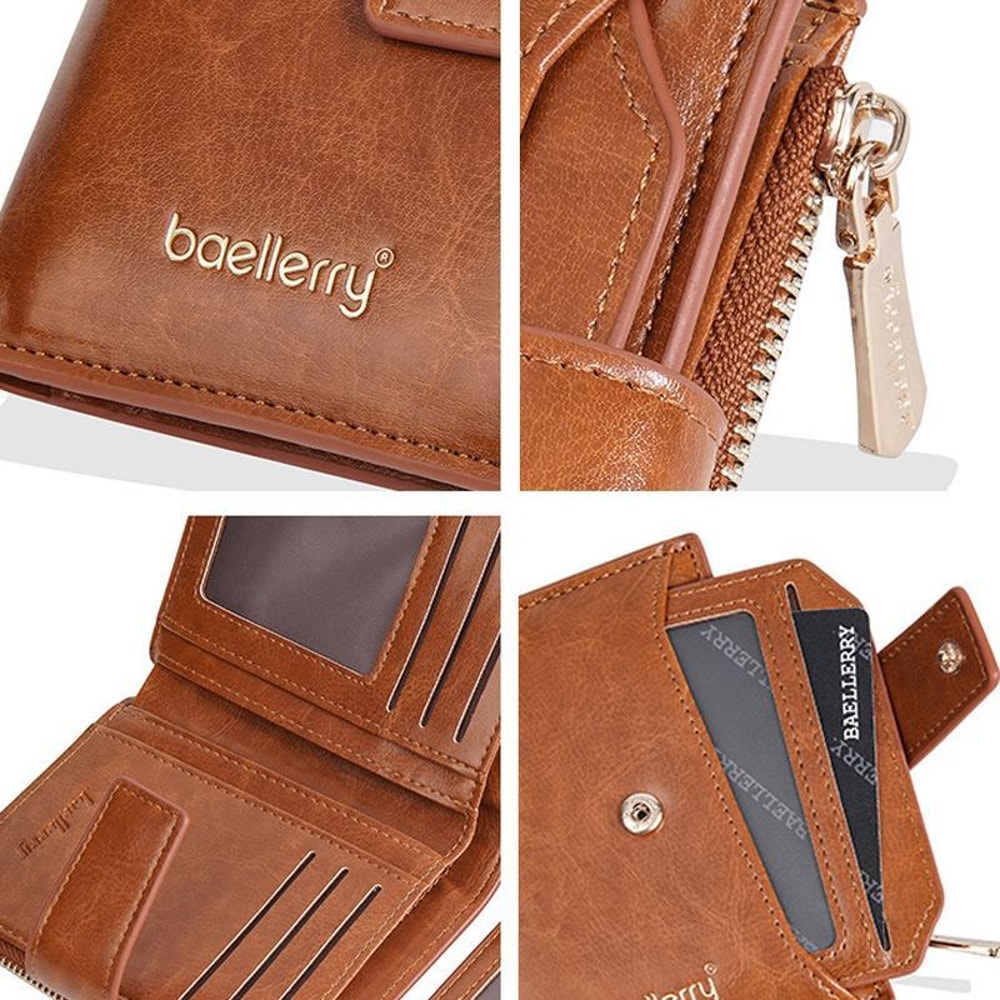 Premium Compact Women Leather Wallet Zipper Coin Purse Short Wallet 3