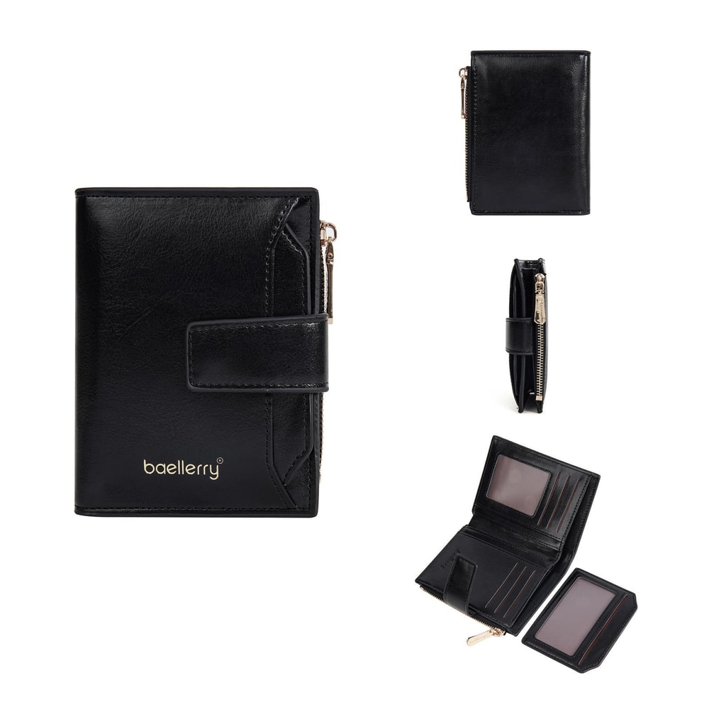 Premium Compact Women Leather Wallet Zipper Coin Purse Short Wallet 7