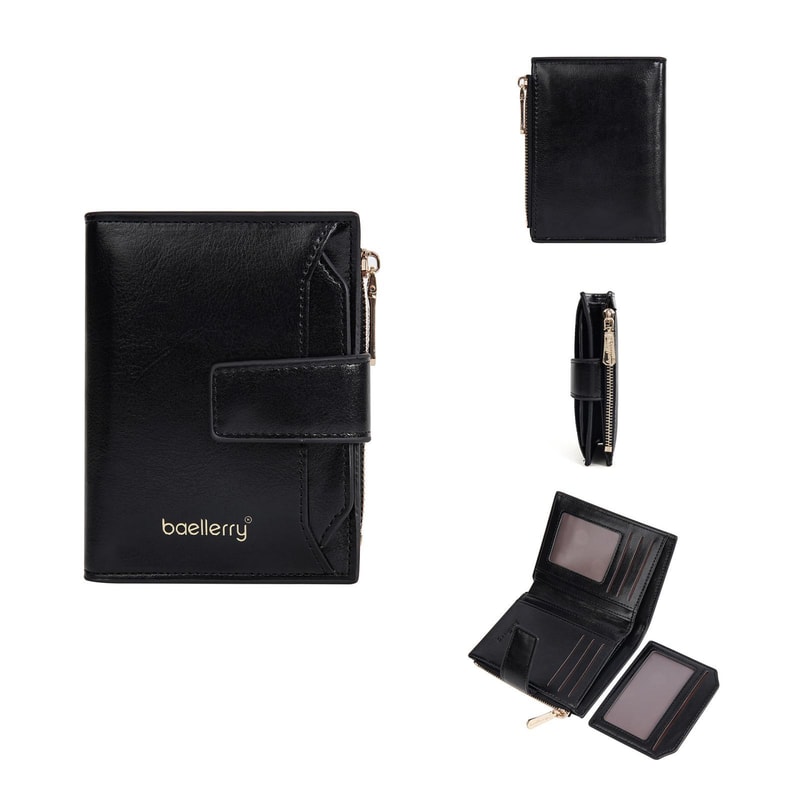 Premium Compact Women Leather Wallet Zipper Coin Purse Short Wallet 7