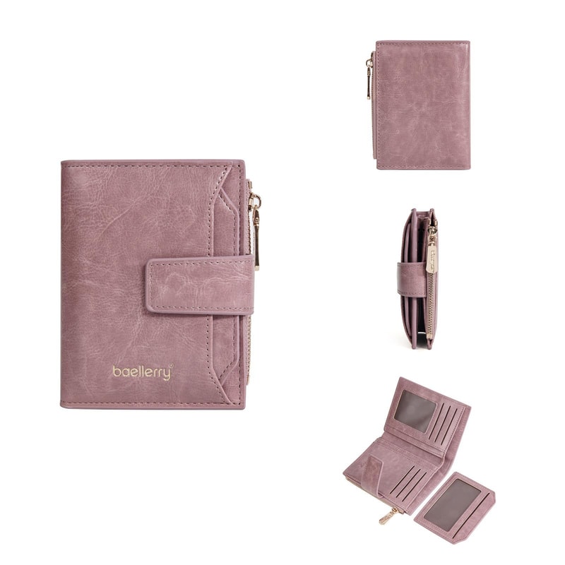 Premium Compact Women Leather Wallet Zipper Coin Purse Short Wallet 6