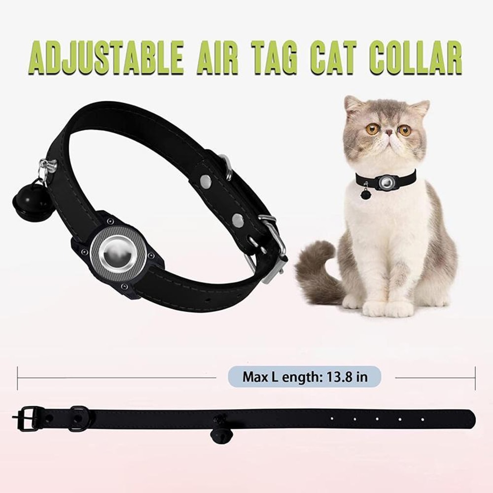 AirTag Waterproof Pet Collar With Leather Holder AntiLost GPS Tracker Collar For Cats Small Dogs 2