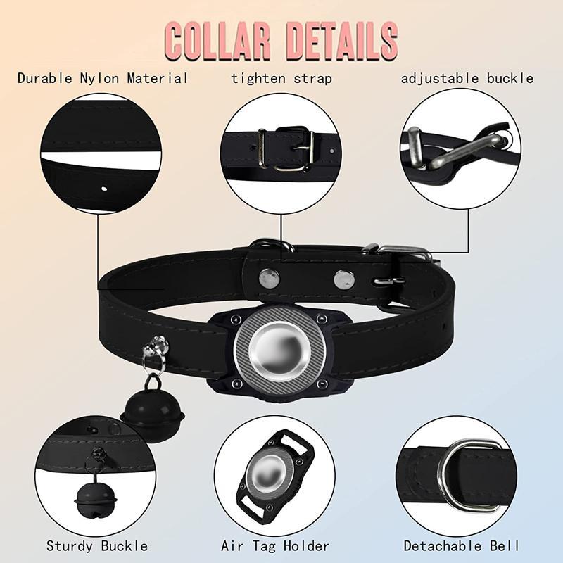 AirTag Waterproof Pet Collar With Leather Holder AntiLost GPS Tracker Collar For Cats Small Dogs 3