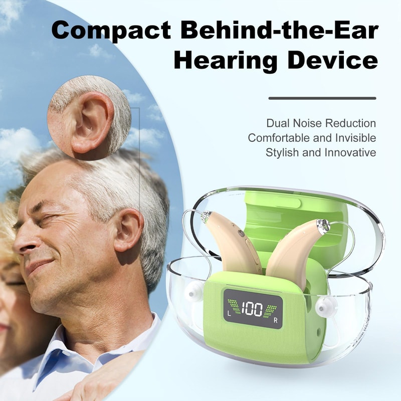 Premium 16 Channel Digital Hearing Aid for Elderly with Rechargeable Charging Case