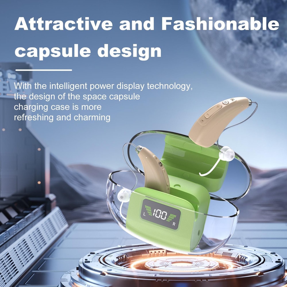Premium 16 Channel Digital Hearing Aid for Elderly with Rechargeable Charging Case