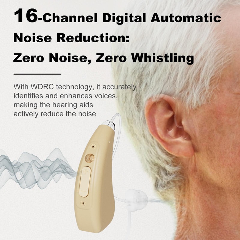 Premium 16 Channel Digital Hearing Aid for Elderly with Rechargeable Charging Case