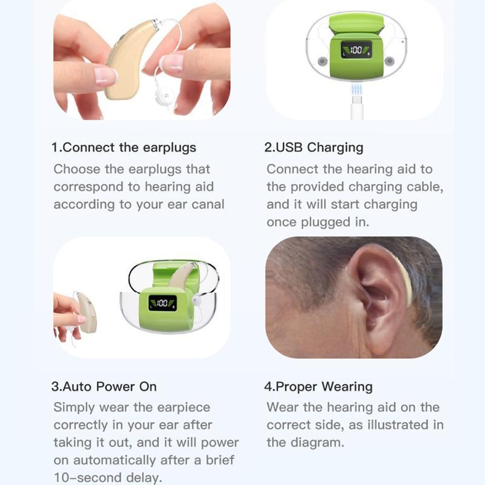 Premium 16 Channel Digital Hearing Aid for Elderly with Rechargeable Charging Case