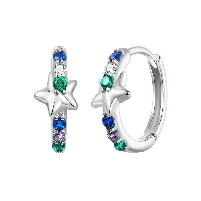 Celestial Starlight Zircon ClipOn Earrings In Sterling Silver Platinum Finish 2