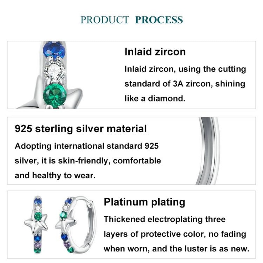 Celestial Starlight Zircon ClipOn Earrings In Sterling Silver Platinum Finish 5
