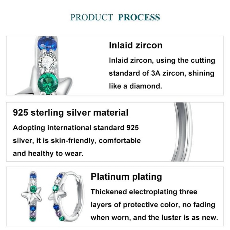 Celestial Starlight Zircon ClipOn Earrings In Sterling Silver Platinum Finish 5