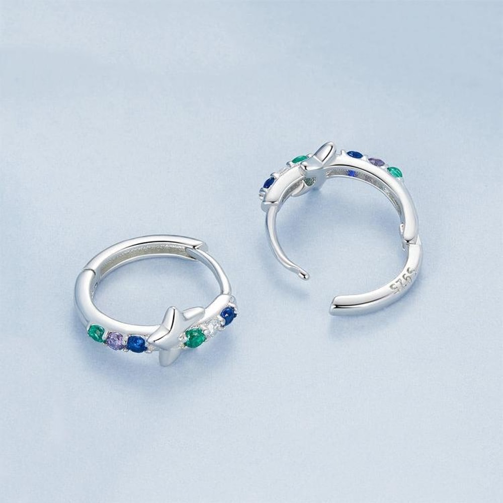 Celestial Starlight Zircon ClipOn Earrings In Sterling Silver Platinum Finish 6