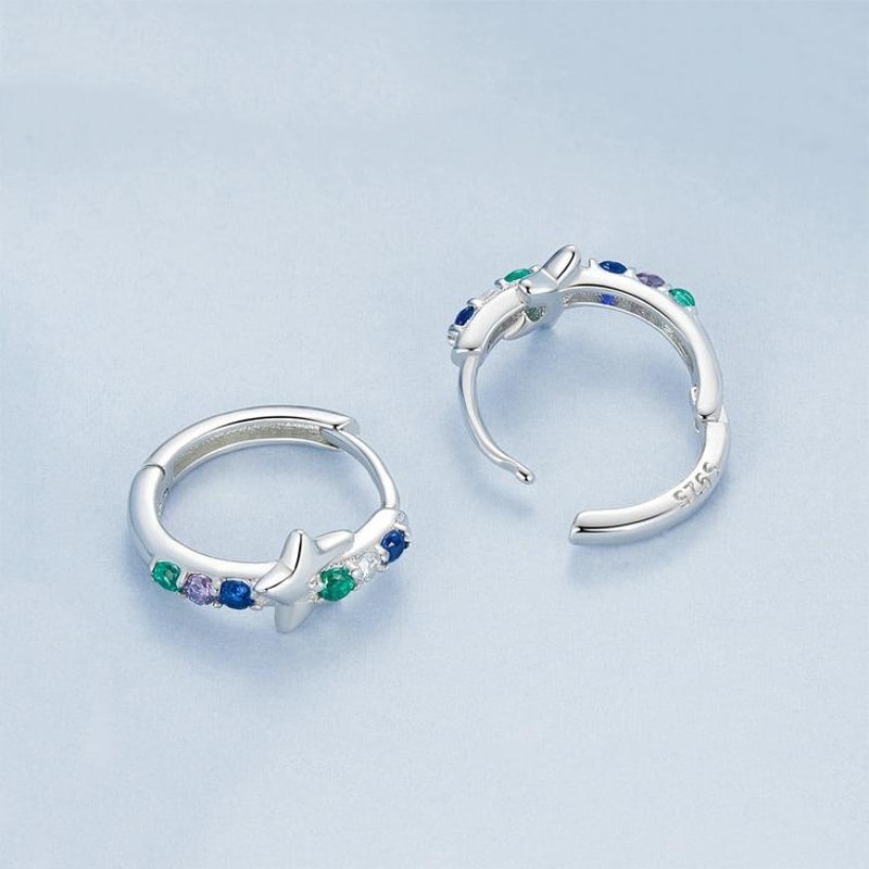 Celestial Starlight Zircon ClipOn Earrings In Sterling Silver Platinum Finish 6