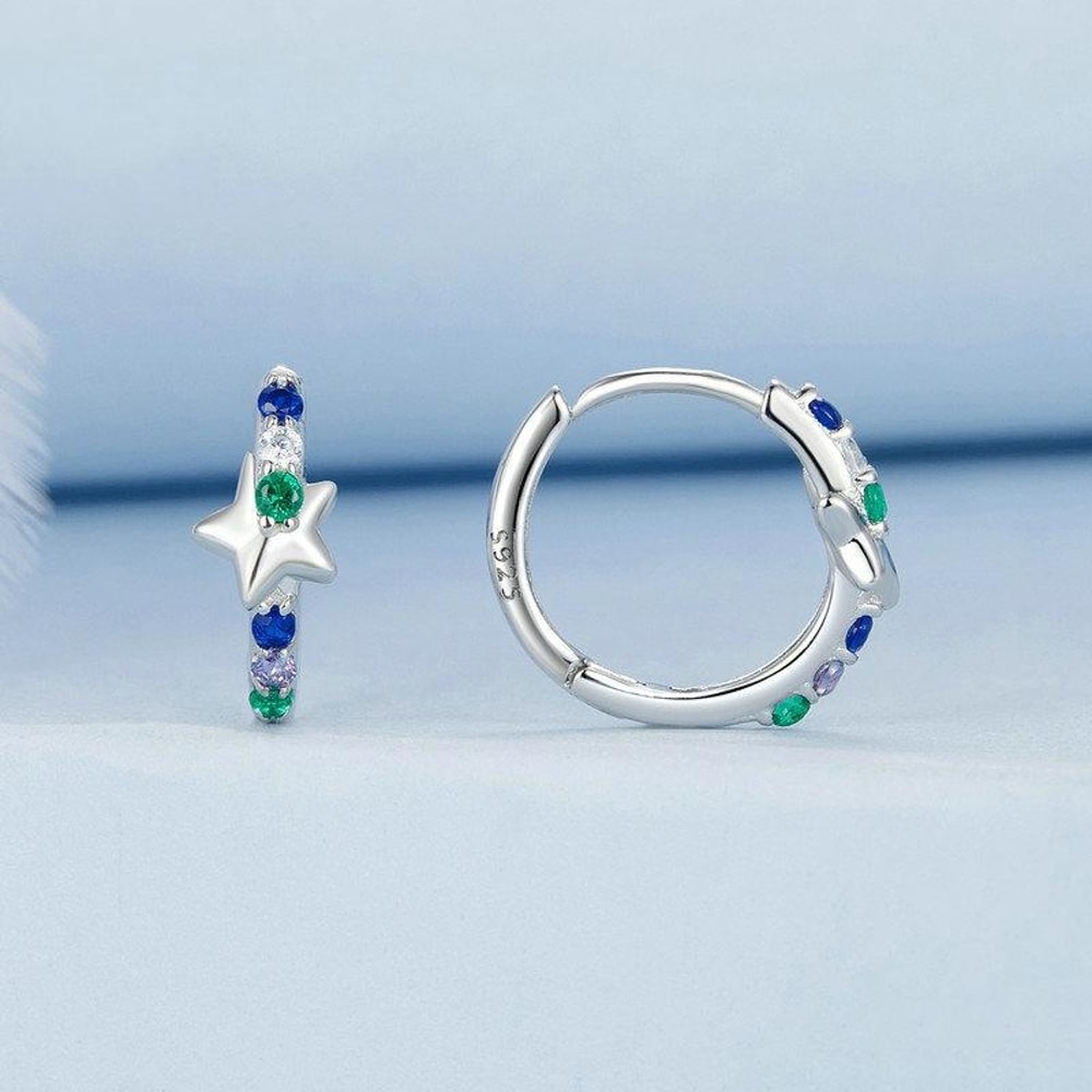 Celestial Starlight Zircon ClipOn Earrings In Sterling Silver Platinum Finish 1
