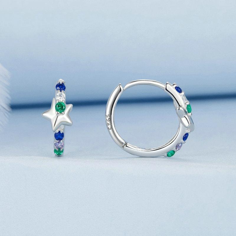 Celestial Starlight Zircon ClipOn Earrings In Sterling Silver Platinum Finish 1