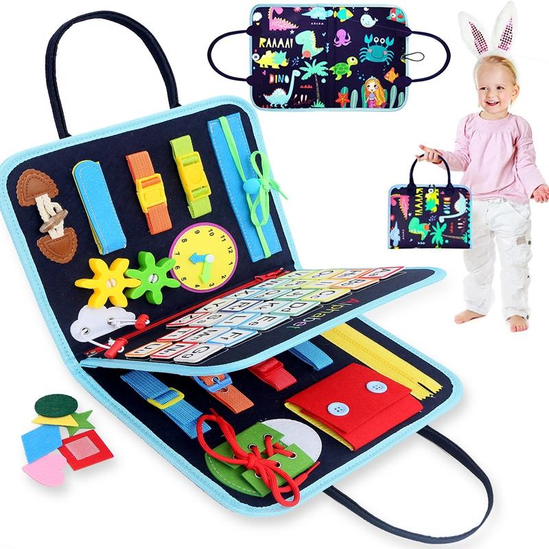 Montessori Busy Board Activity Book for Toddlers Sensory Learning & Fine Motor Skills Toy