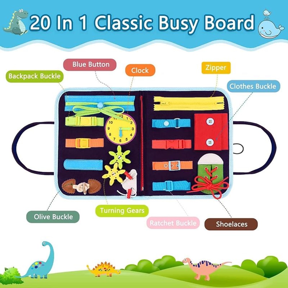 Montessori Busy Board Activity Book for Toddlers Sensory Learning & Fine Motor Skills Toy