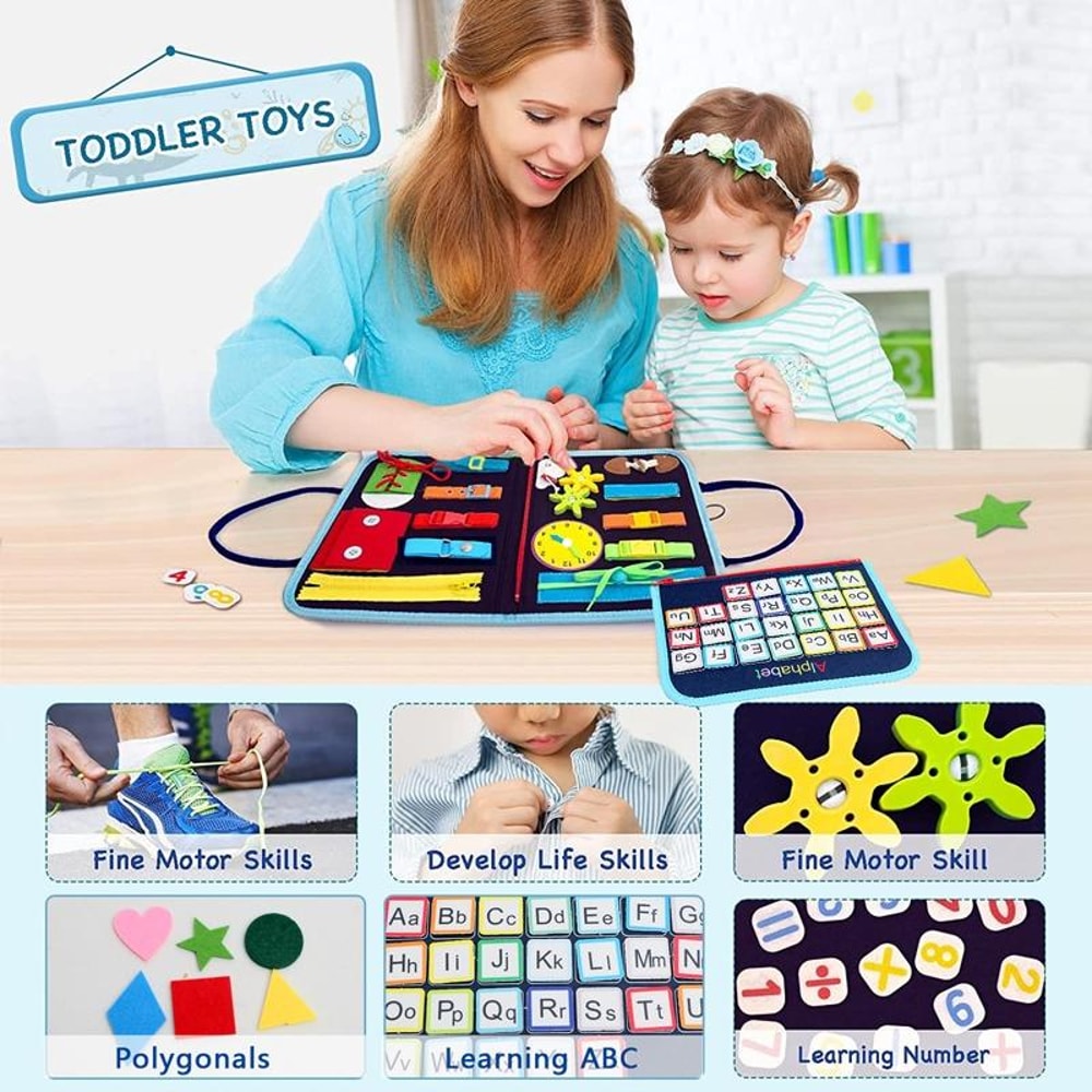 Montessori Busy Board Activity Book for Toddlers Sensory Learning & Fine Motor Skills Toy