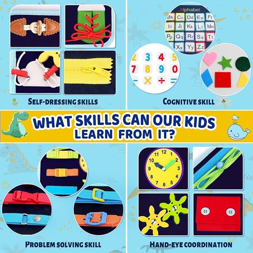 Montessori Busy Board Activity Book for Toddlers Sensory Learning & Fine Motor Skills Toy