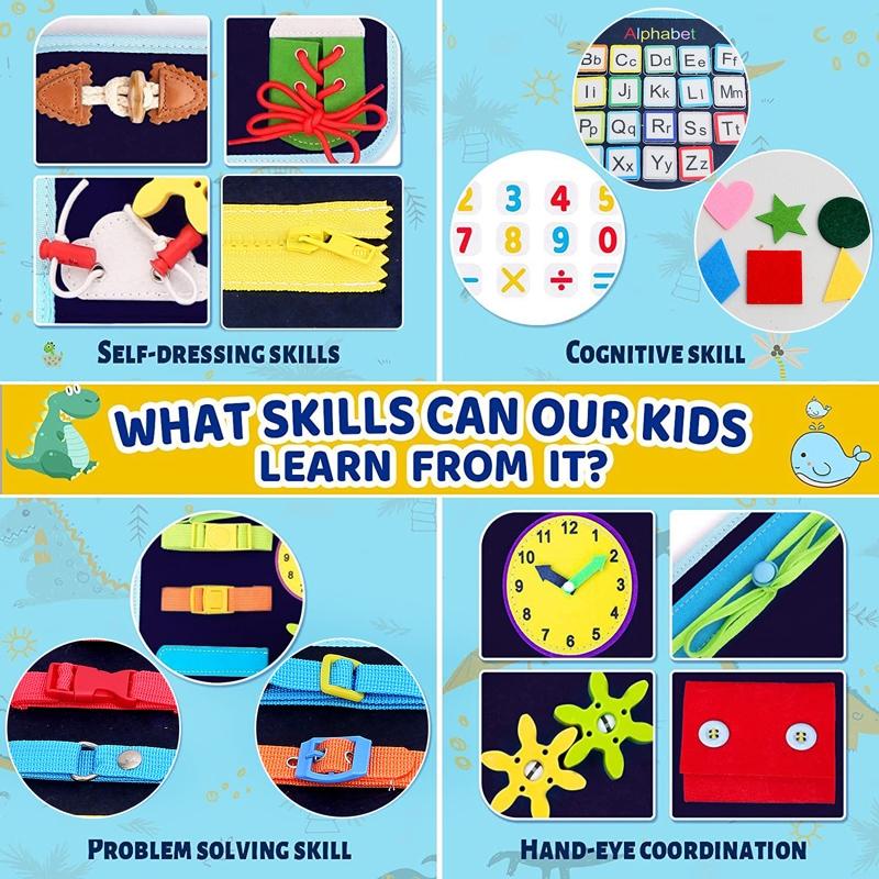 Montessori Busy Board Activity Book for Toddlers Sensory Learning & Fine Motor Skills Toy
