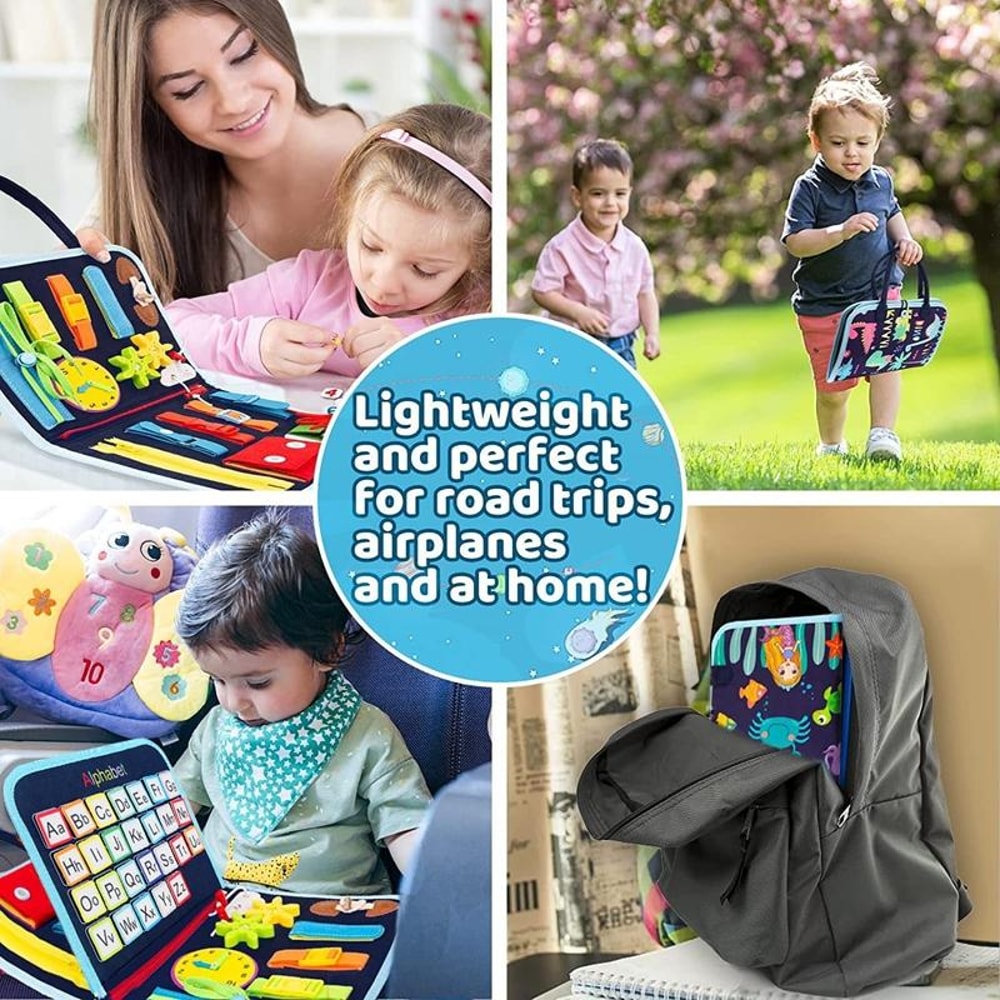 Montessori Busy Board Activity Book for Toddlers Sensory Learning & Fine Motor Skills Toy