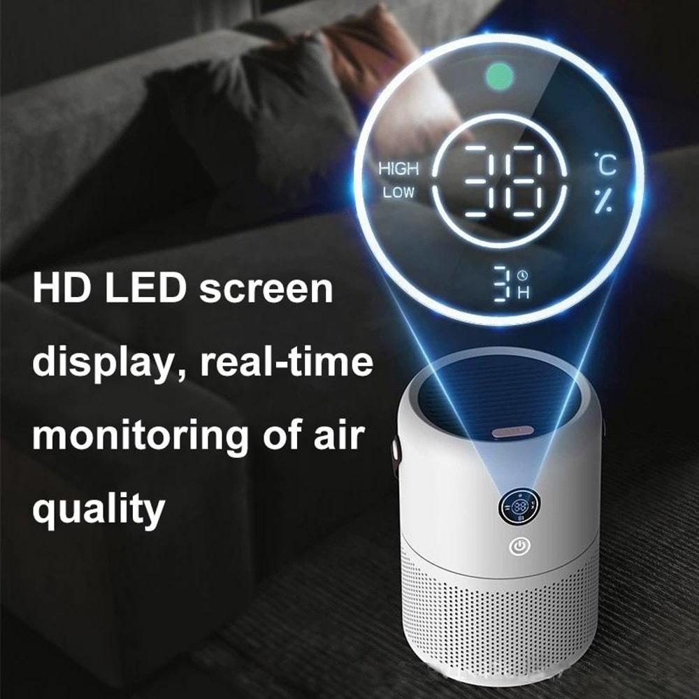 UV Smart Desktop Air Purifier With PM25 Monitor Negative Ion Filtration 8