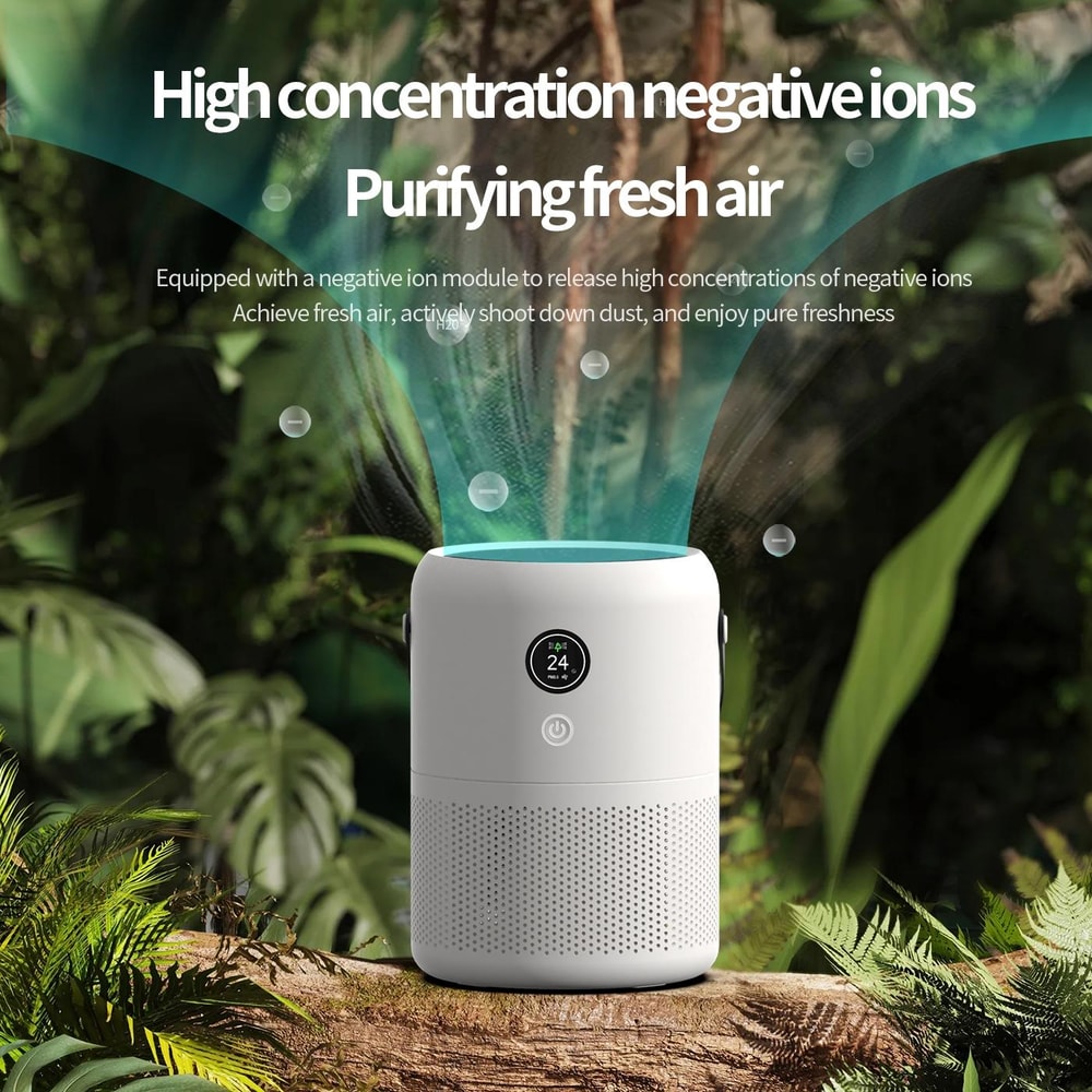 UV Smart Desktop Air Purifier With PM25 Monitor Negative Ion Filtration 4