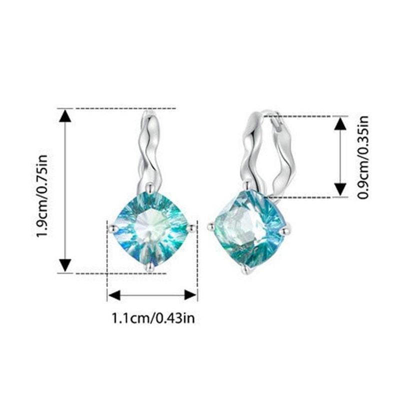 Ocean Glow Blue Green Crystal Sterling Silver Earrings 4