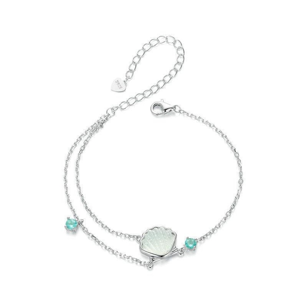Timeless Sterling Silver Platinum Plated Ocean Shell Bracelet 3