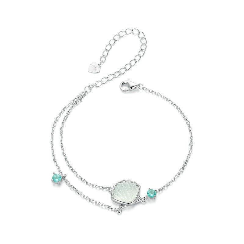 Timeless Sterling Silver Platinum Plated Ocean Shell Bracelet 3