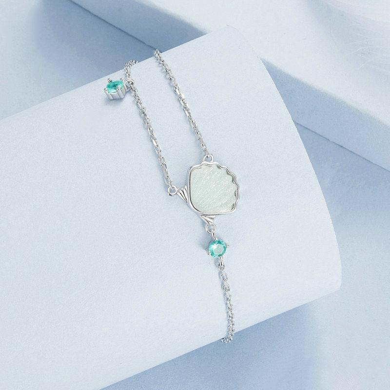 Timeless Sterling Silver Platinum Plated Ocean Shell Bracelet 1